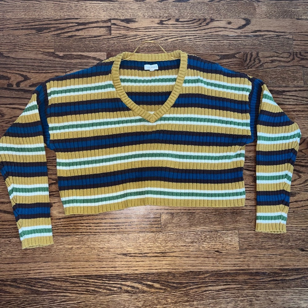 Pacsun LA Hearts Striped Cropped Sweater